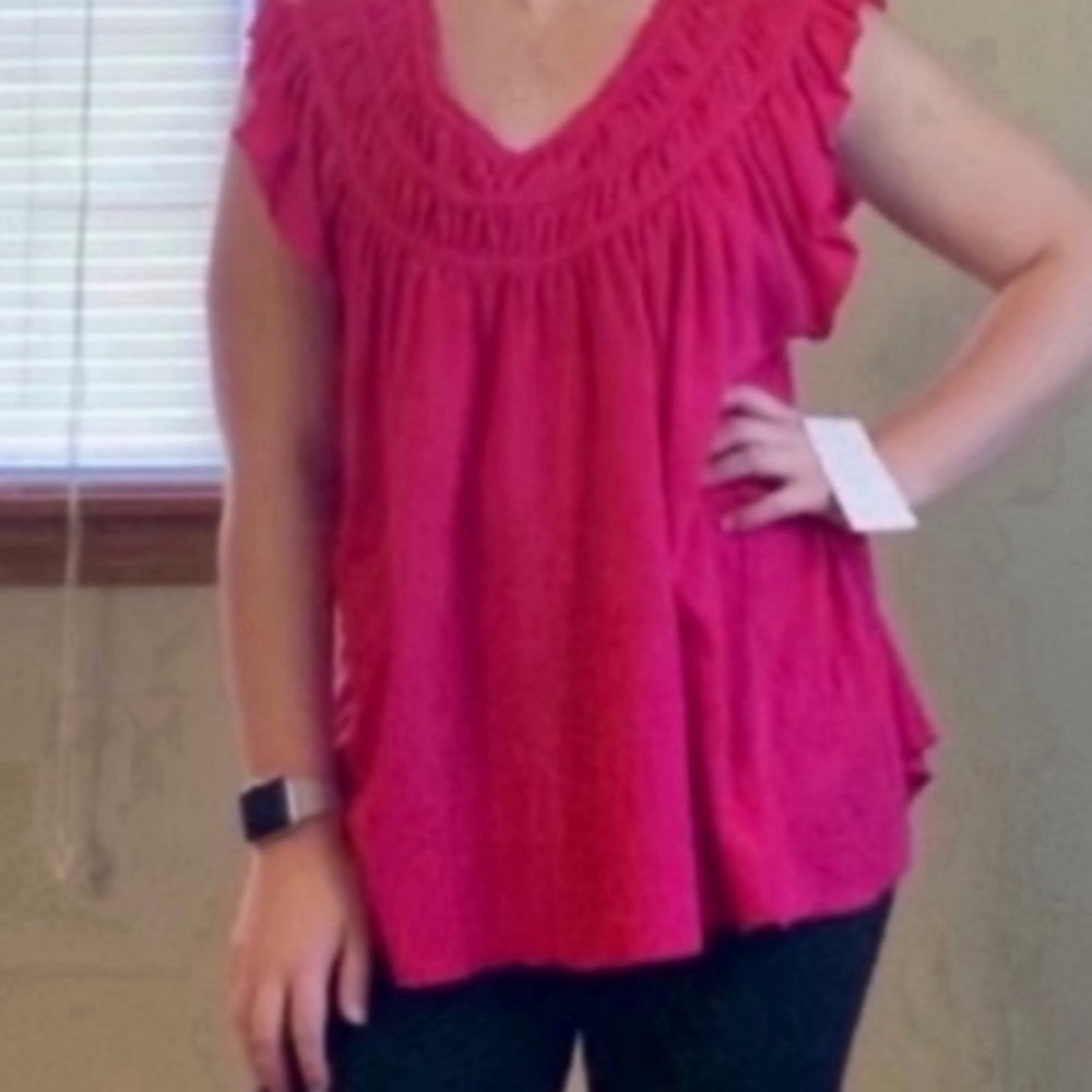 NWT Free People Coconut gathered blouse - Picture 4 of 7